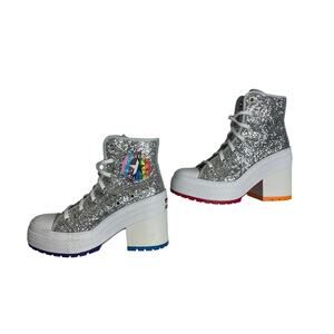 Converse Chuck Taylors Rainbow Pride Glitter Chunky Platform Shoes Size 7 LGBTQ